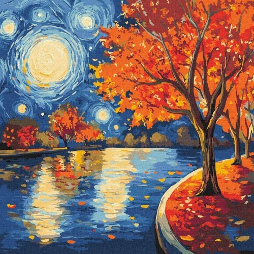 Malowanie po numerach - Jesienna noc 40x40cm