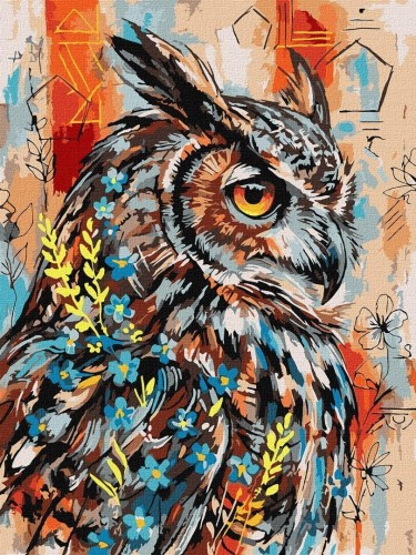 Malowanie po numerach - Ekspresyjna sowa 30x40cm