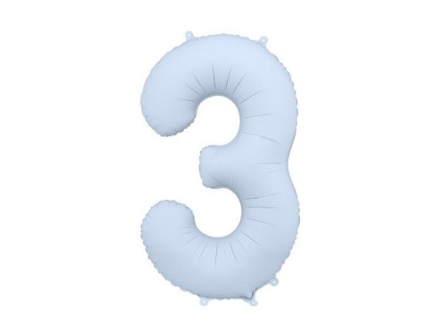 Balon foliowy cyfra 3 86cm mglisty niebieski
