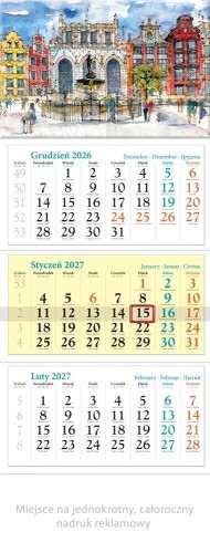 Kalendarz 2027 trójdzielny Gdańsk