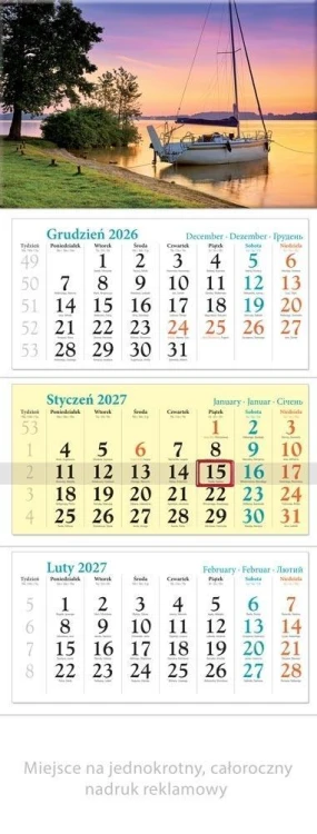 Kalendarz 2027 trójdzielny Mazury