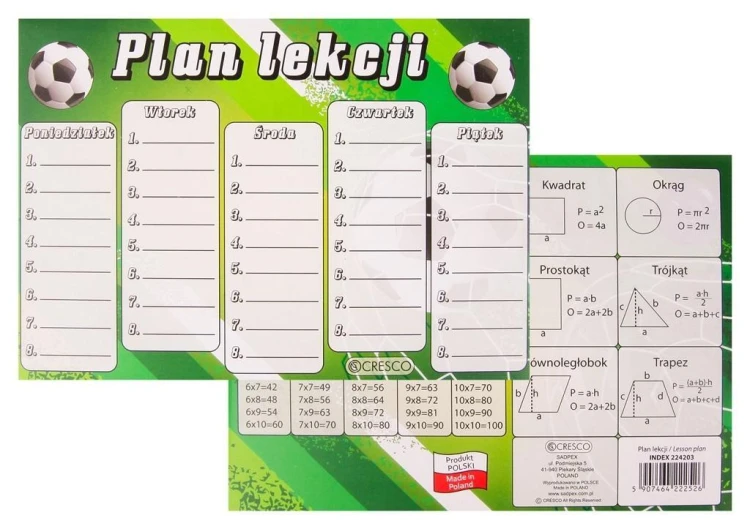 Plan lekcji A5 Piłka (25szt), Cresco