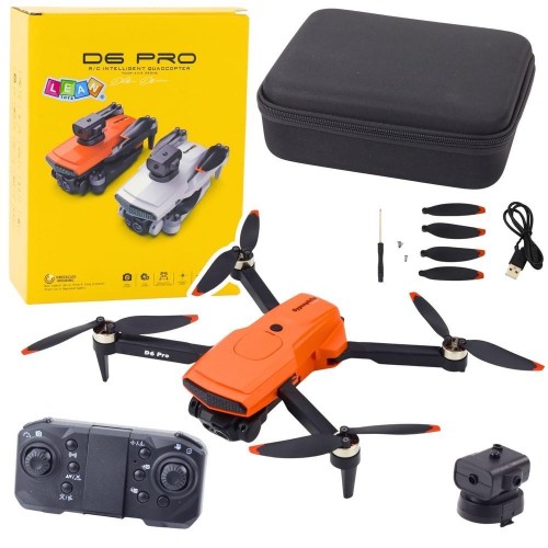 Dron D6 PRO podwójna Kamera HD LED pomarańczowy