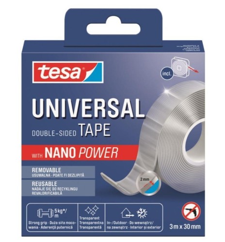 Taśma montażowa dwustronna Nano 3m x 30mm, Tesa