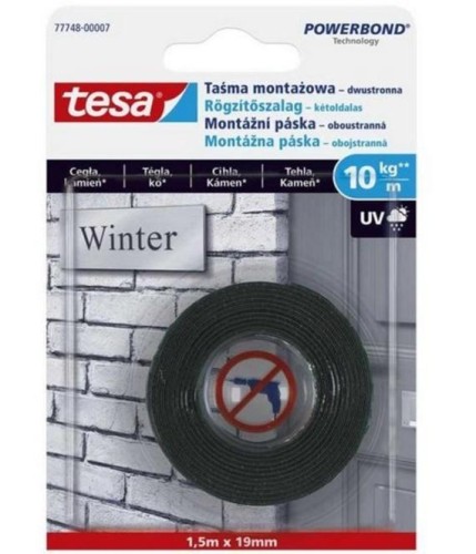 Taśma montażowa zewnętrzna czarna 1,5m x 19mm