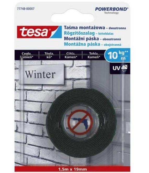Taśma montażowa zewnętrzna czarna 1,5m x 19mm