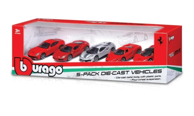 Ferrari Race + Play 5-pak Horizontal 1:64, BBurago