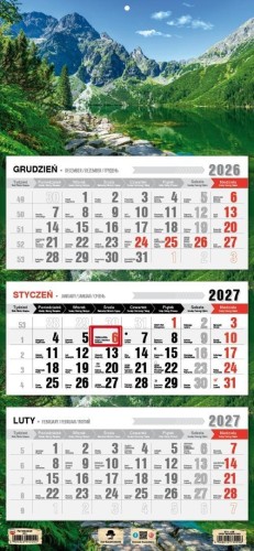 Kalendarz 2027 trójdzielny Tatry Morskie Oko