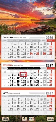 Kalendarz 2027 trójdzielny Mazury