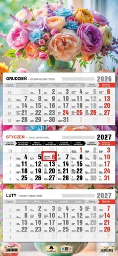 Kalendarz 2027 trójdzielny bukiet