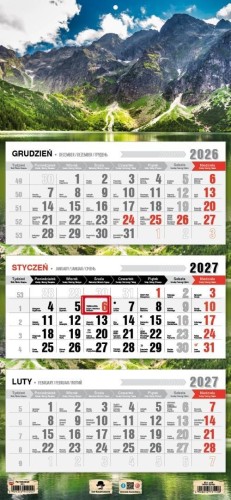 Kalendarz 2027 trójdzielny Tatry że hej