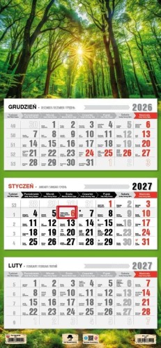 Kalendarz 2027 trójdzielny Las