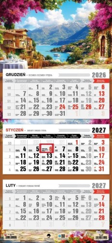 Kalendarz 2027 trójdzielny Pejzaż