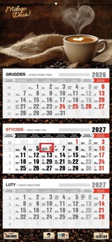 Kalendarz 2027 trójdzielny kawa 1
