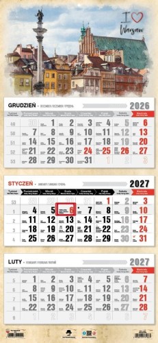 Kalendarz 2027 trójdzielny Warszawa