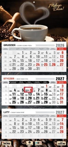 Kalendarz 2027 trójdzielny kawa 2