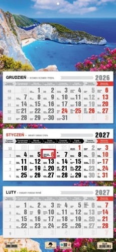 Kalendarz 2027 trójdzielny Zakhyntos
