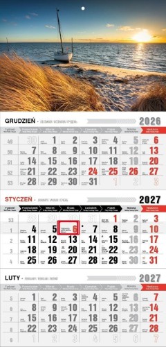 Kalendarz 2027 trójdzielny ekonomiczny Morze