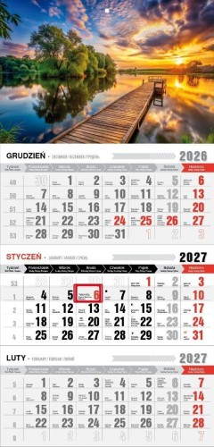 Kalendarz 2027 trójdzielny ekonomiczny Mazury