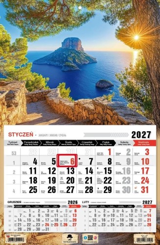 Kalendarz 2027 jednodzielny pejzaż