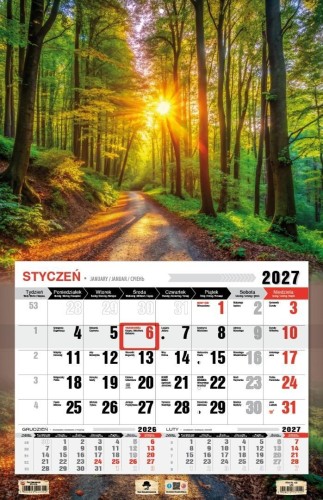 Kalendarz 2027 jednodzielny 3XL las