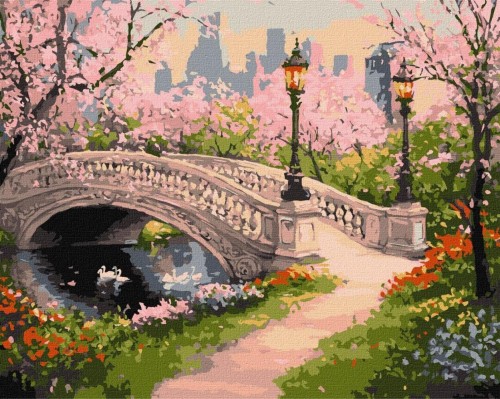 Malowanie po numerach - Park wiosenny 30x40cm