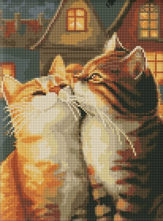 Diamentowa mozaika - Zakochane koty 30x40cm