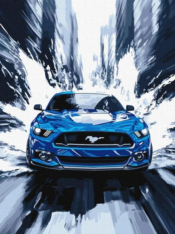 Malowanie po numerach - Niebieski mustang 30x40cm