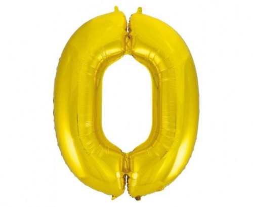 Balon foliowy B&C cyfra 0 złota 9 cm