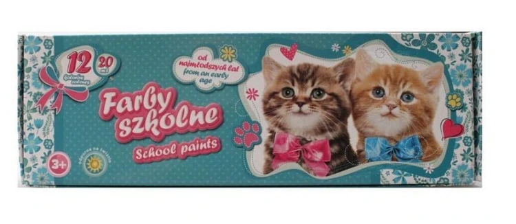 Farby szkolne Kotki 12kol 20ml ASTRA, Astra