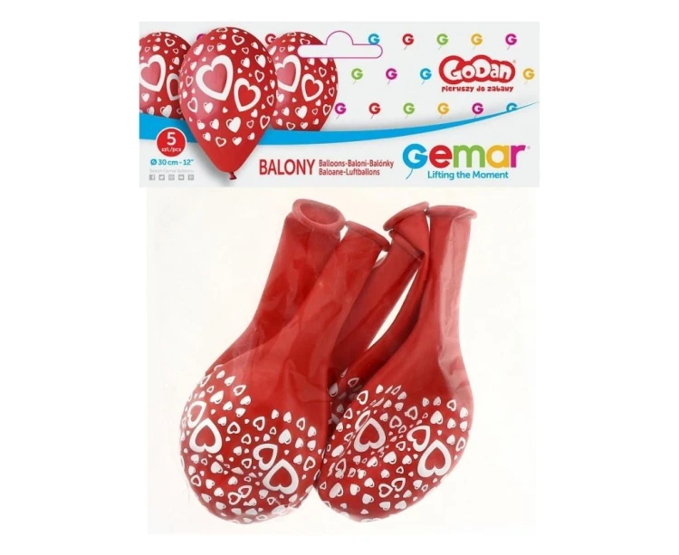 Balony Gemar serduszka 30cm 5szt