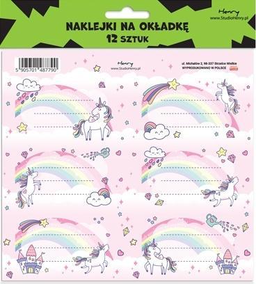 Naklejki na zeszyty - Unicorn Tęcza (12szt), Henry
