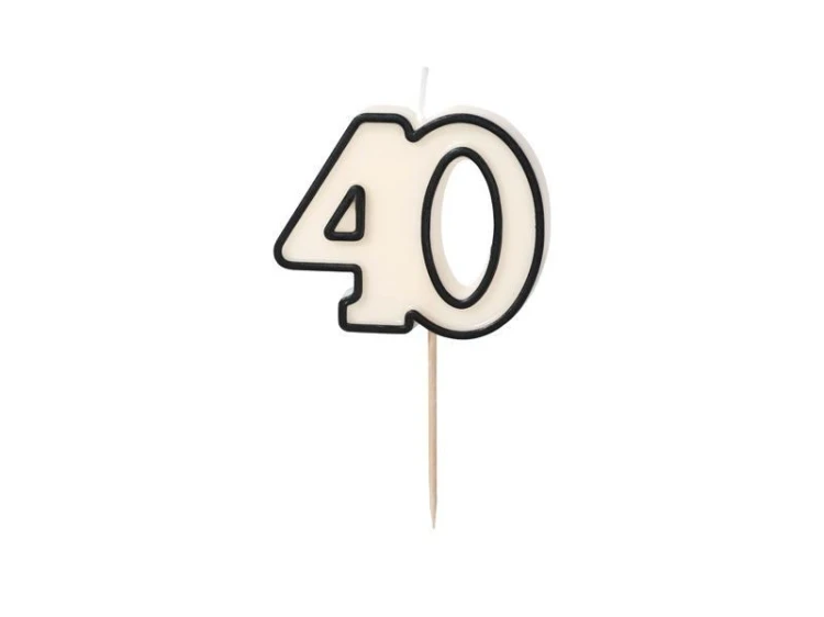 Świeczka urodzinowa liczba 40 biało-czarny 5,5cm
