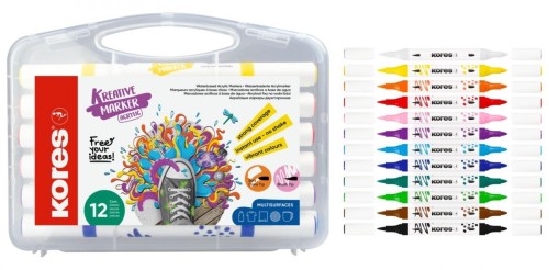 Markery akrylowe Kreative dwustronne 12szt, Tombow
