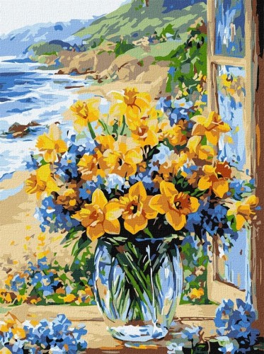 Malowanie po numerach - Kwiatowe wybrzeże 30x40cm