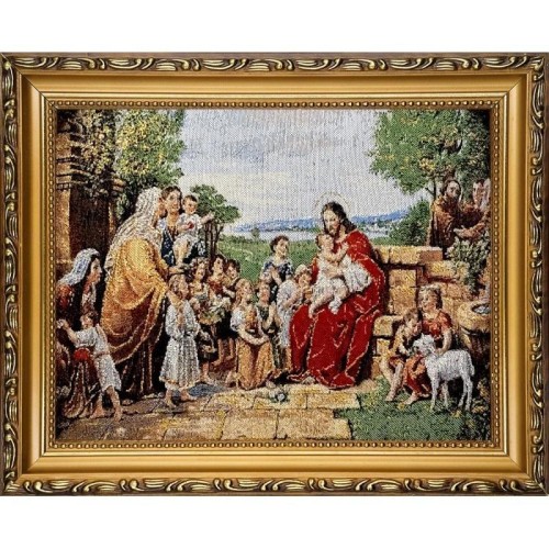 Obraz Haftowany Jezus z Dziećmi 22x27,5cm