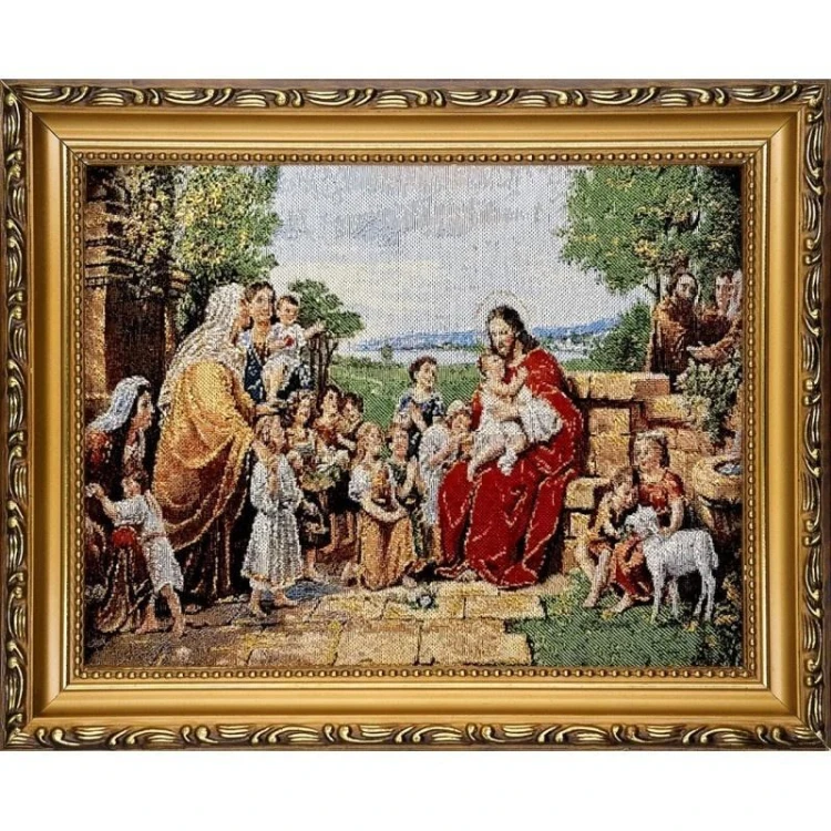 Obraz Haftowany Jezus z Dziećmi 22x27,5cm