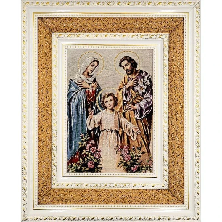 Obraz Haftowany Święta Rodzina podwójna rama 38x32