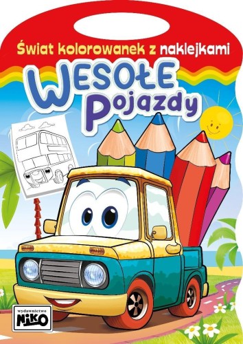 Świat kolorowanek z naklejkami. Wesołe pojazdy