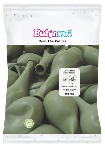 Balony lateksowe Pastel zgniłozielone 30cm 100szt