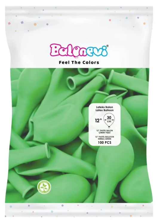 Balony lateksowe Pastel zielone 30cm 100szt