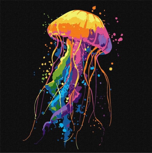 Malowanie po numerach - Barwna meduza 30x30cm