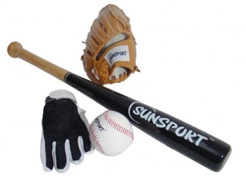 Baseball dla początkujących kij+rękawica+miotacz