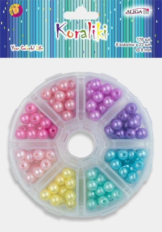 Koraliki plastikowe perełki 176szt, Aliga