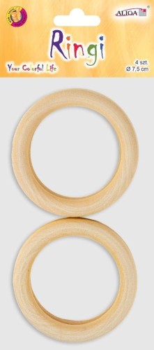 Ringi drewniane 7,5cm 4szt, Aliga