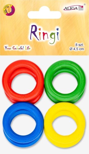 Ringi drewniane 4,5cm 8szt, Aliga