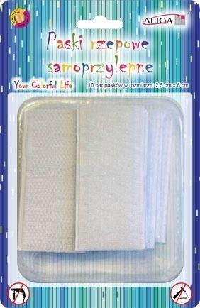 Paski rzepowe samoprzylepne 2,5cmx6cm 10szt, Aliga