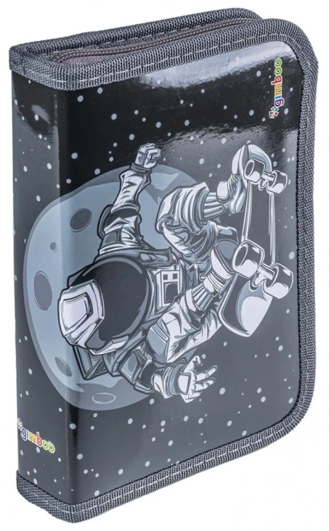 Piórnik z wyposaż. 1-komorowy Astronauta czarny