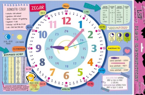 Plakat elektrostatyczny zegar edu