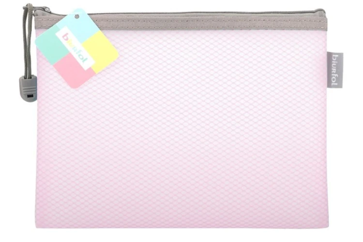 Saszetka na zamek A5 EVA pastel różowy, Biurfol